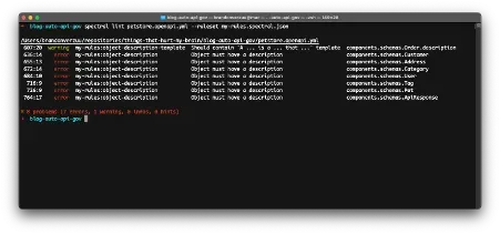Running lint command with output