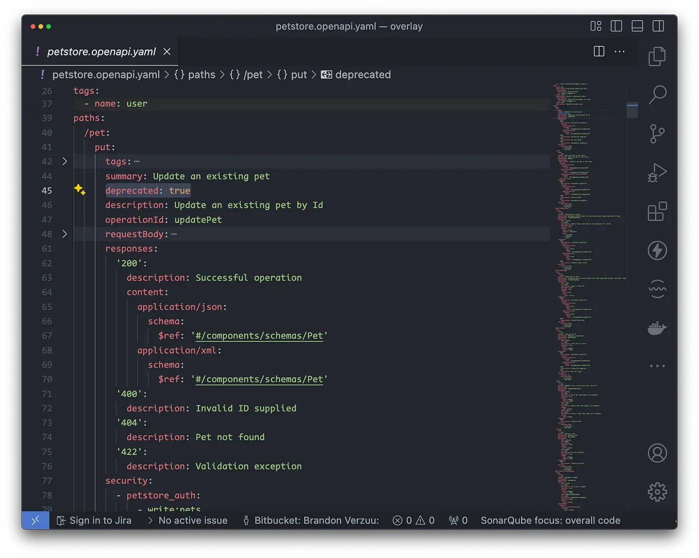 OpenAPI Specification with deprecation flags