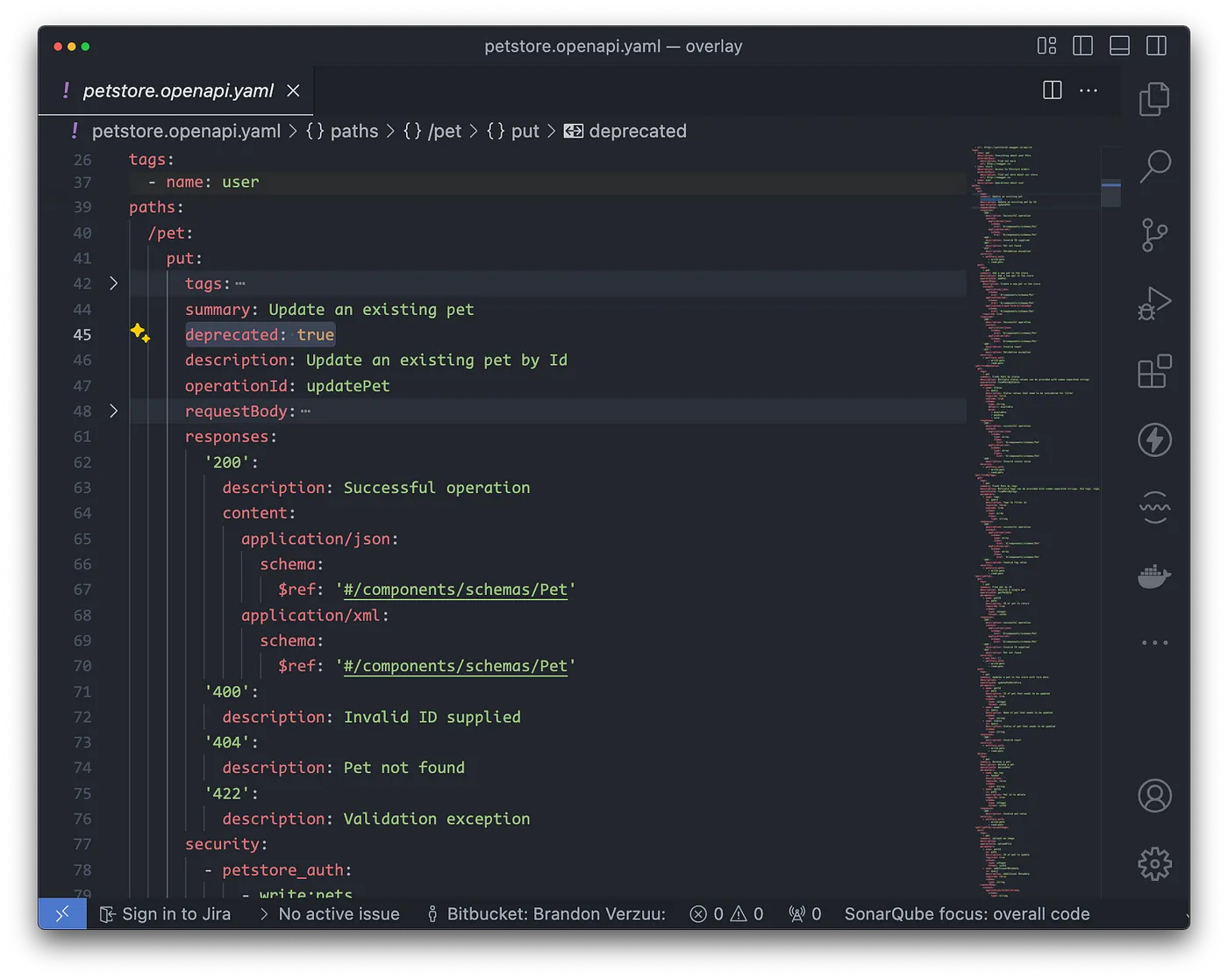 OpenAPI Specification with deprecation flags